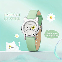 Cat Print Waterproof Quartz Watch for Boys Girls Teens Gift