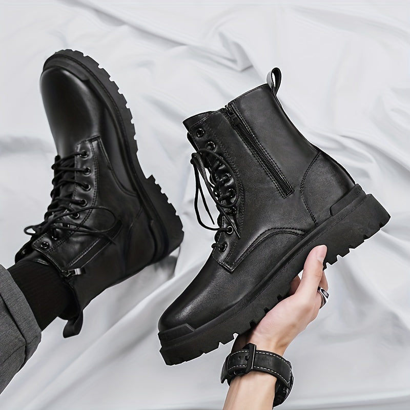 Men's Preppy Style Side Zipper Service Boots