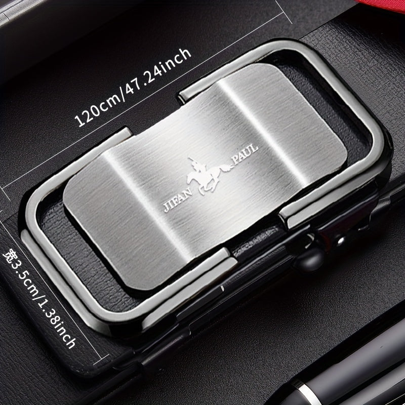 Men's Silver Grey PU Leather Belt Smooth Buckle