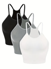 Women's Seamless Ribbed Camisole Racerback Crop Top