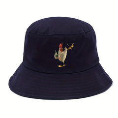 Casual Cartoon Embroidered Sunscreen Bucket Hat for Outdoor Activities