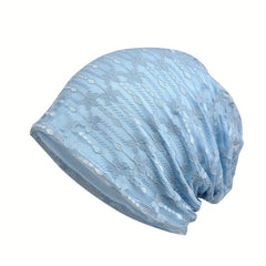 Lace Flower Embroidery Cotton Beanie Chemo Hats