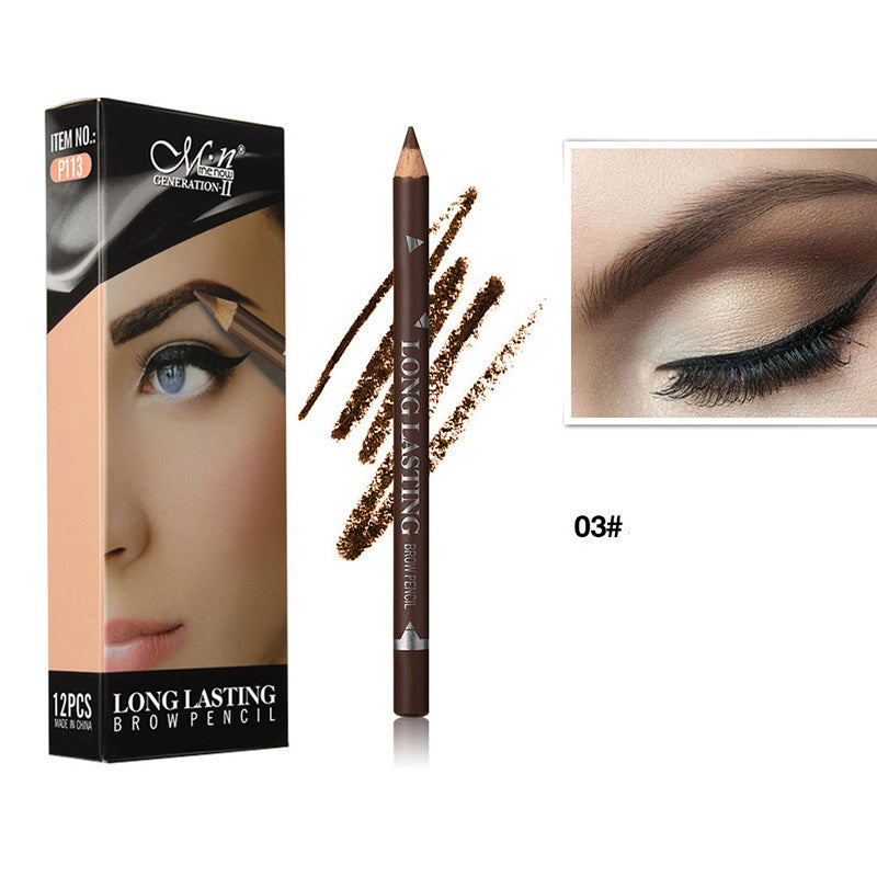 12 Pcs Dark Brown Eyebrow Pencil Eyeliner Set Waterproof Eye Makeup