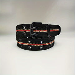 Striped Belt Double Pin Buckle Heavy Duty Belt