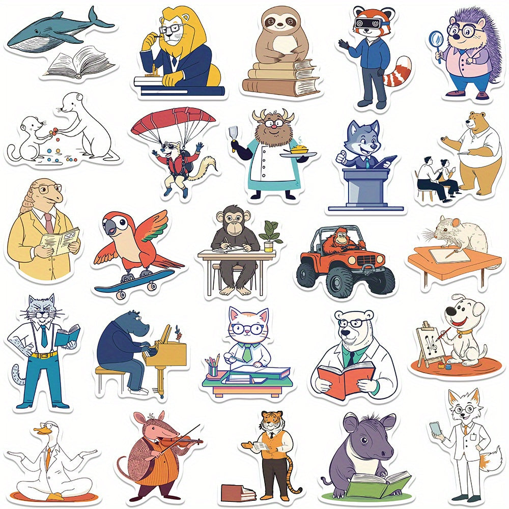 50pcs Cartoon Animal Stickers Waterproof Vinyl Sticker for Water Bottle Laptop P