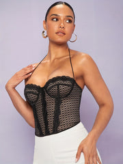 Lace Stitching Tummy Control Slimmer Halter Top Women's Shapewear