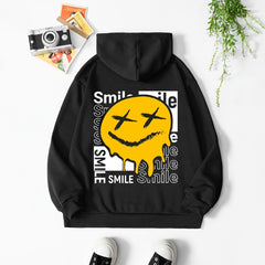 Smile Face & Letter Print Hooded Shirt Women's Sweatshirt