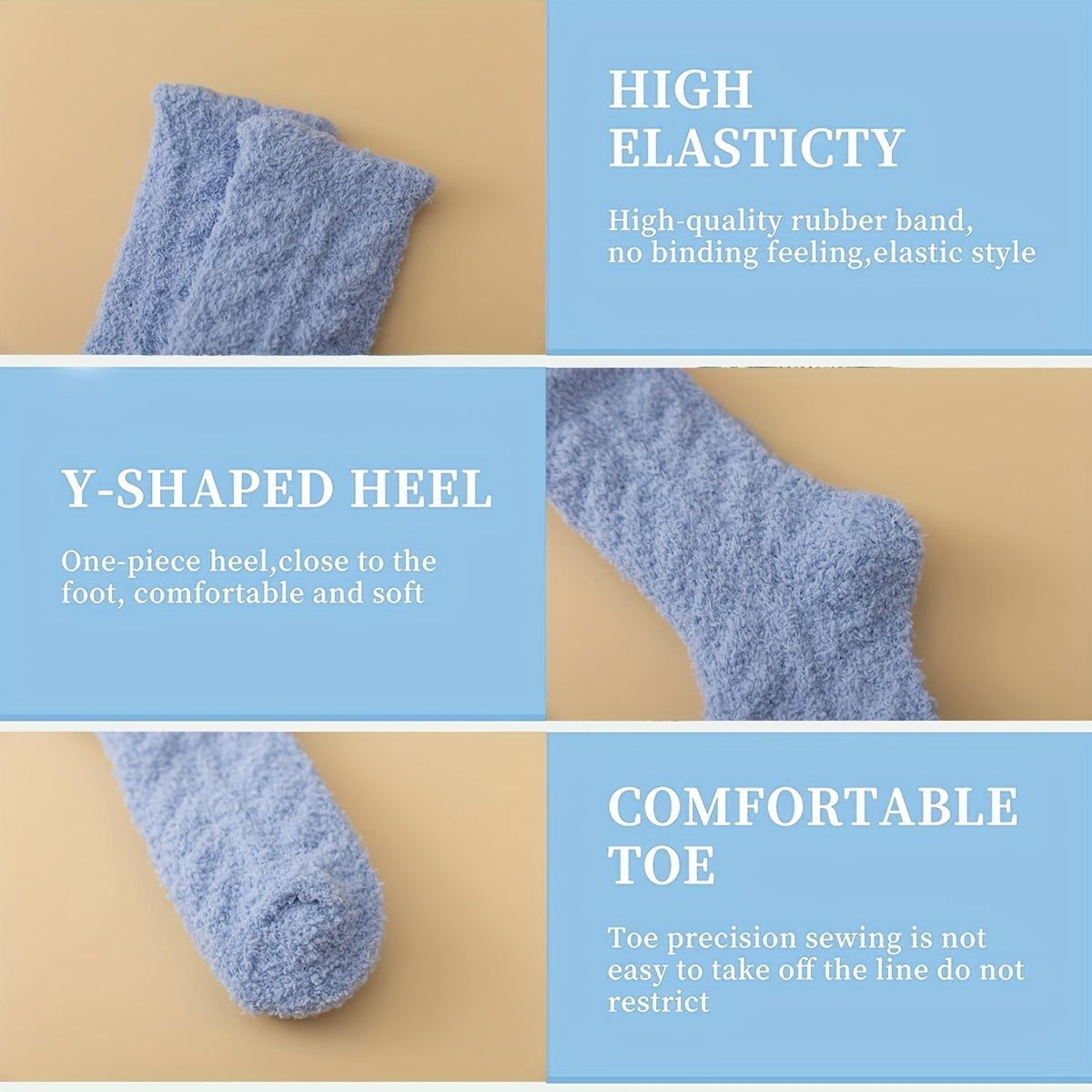 7 Pairs Winter Cozy Slipper Socks with Gripper for Women