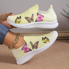 Women's Butterfly & Floral Pattern Mesh Tennis Sports Shoes Lightweight