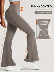 Tummy Control Butt Lifting Flare Pants Quick Drying Sports Boot Cut Pants