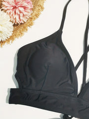 Cut Out Bikini Top V Neck Strappy Backless Triangle Casual Beachwear