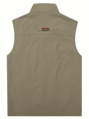 Men's Cargo Vest with Zipper Pockets - Outdoor Stand Collar Outwear