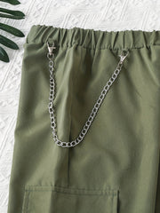 Girls Cargo Pants with Chain Detail