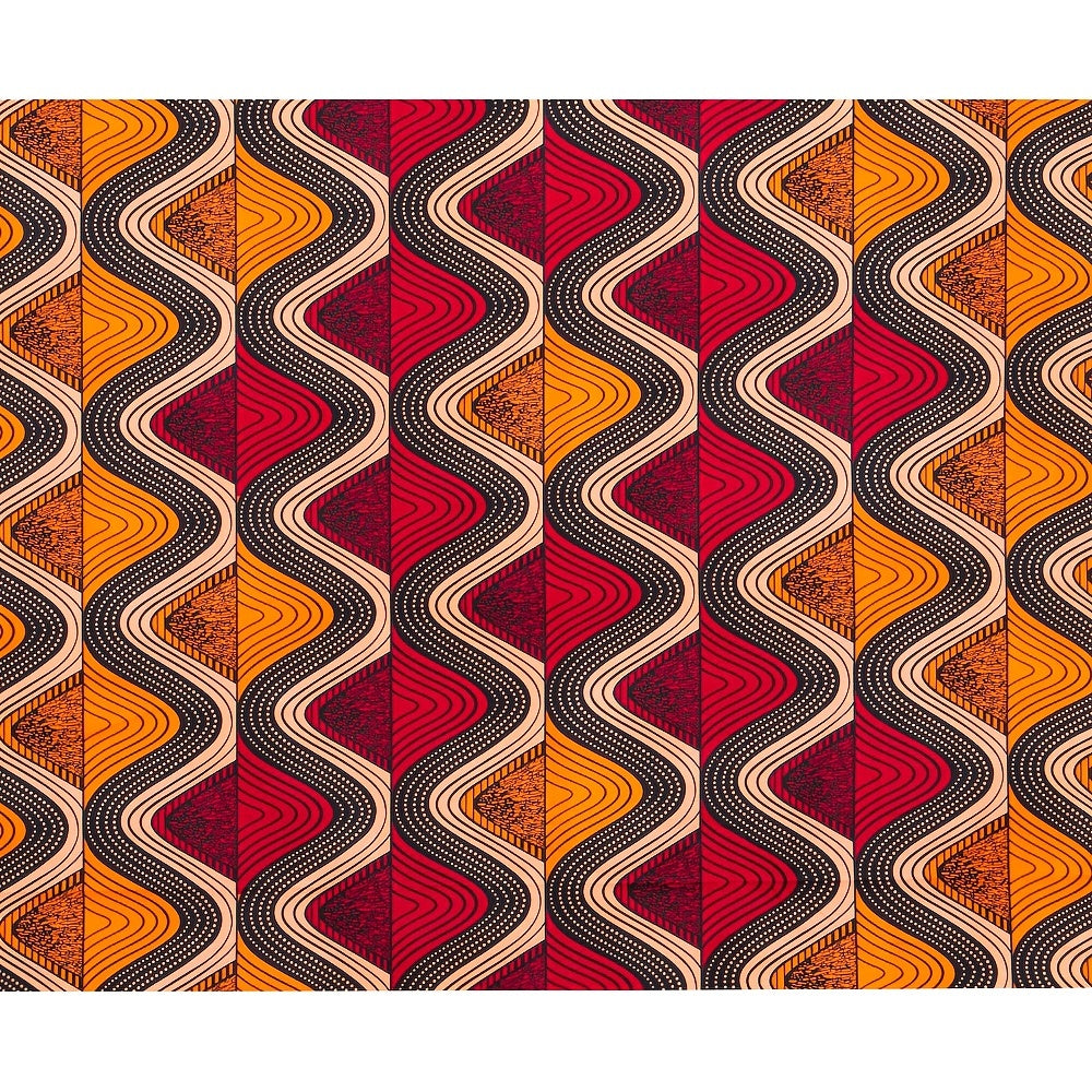 African Ethnic Wax Dye Printed Fabric Double Sided Geometric Cloth