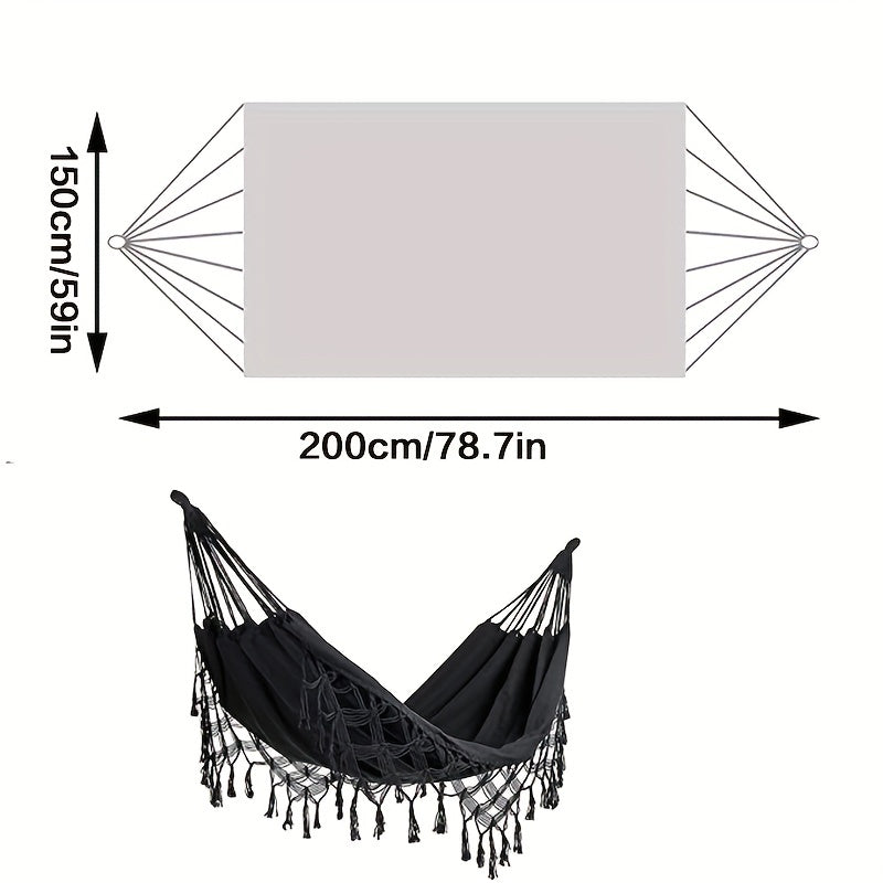 1pc Fringed Hammock With Straps for Outdoor Camping Travel