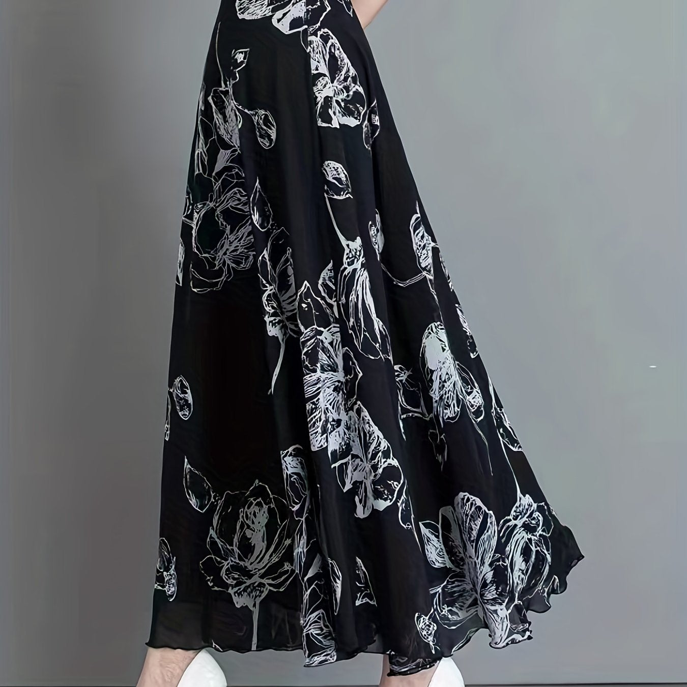 Floral High Waist Swing Skirt for Women