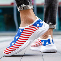 Men's American Flag Slip-On Sneakers Breathable Outdoor Shoes