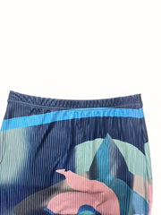 Paisley Print Pleated High Waist Skirt Boho Style