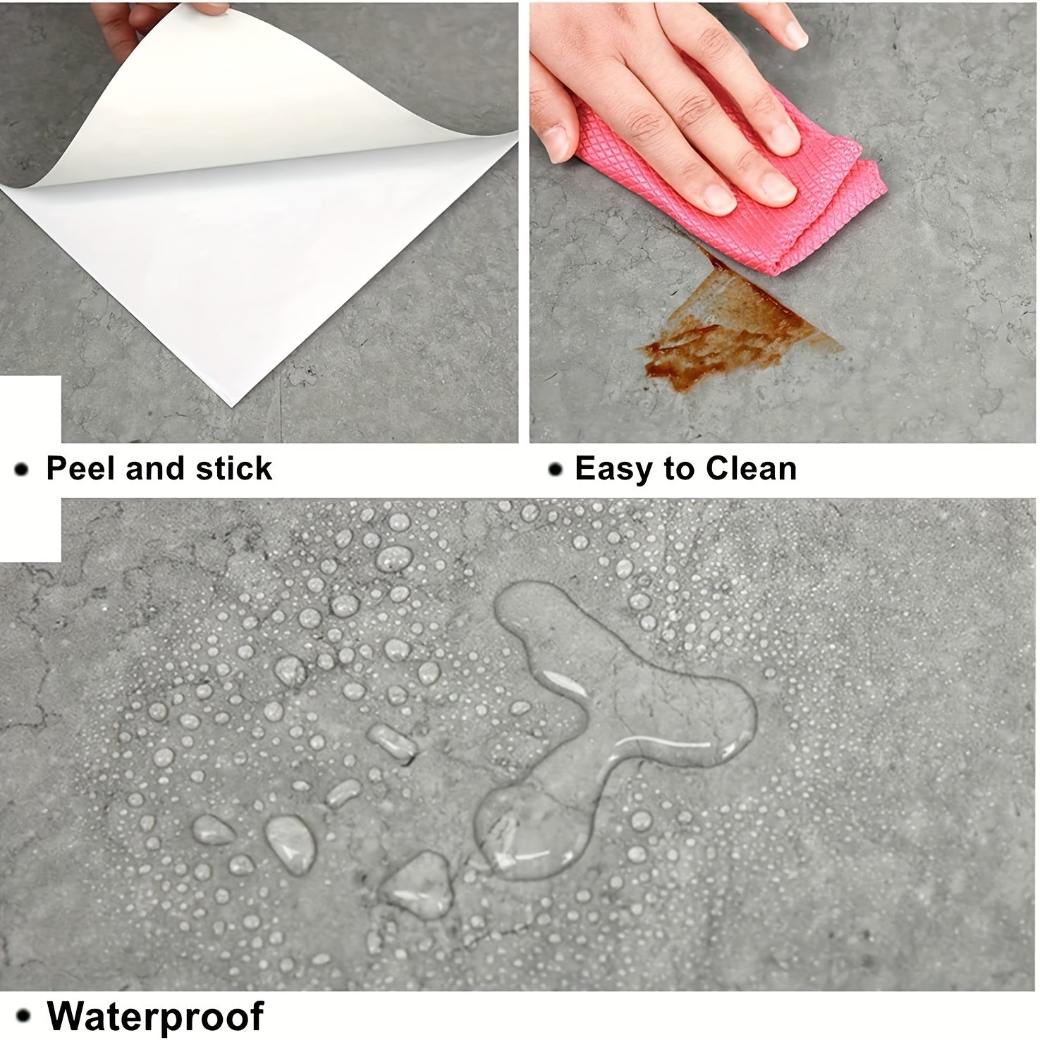 10pcs Gery Marble Adhesive Floor Tiles 30x30 PVC Waterproof Tiles