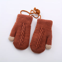 Kids Touch Screen Winter Knitted Gloves Warm Keeping