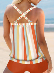 Vacay Tankini Set Women's Plus Striped Print Cami Top