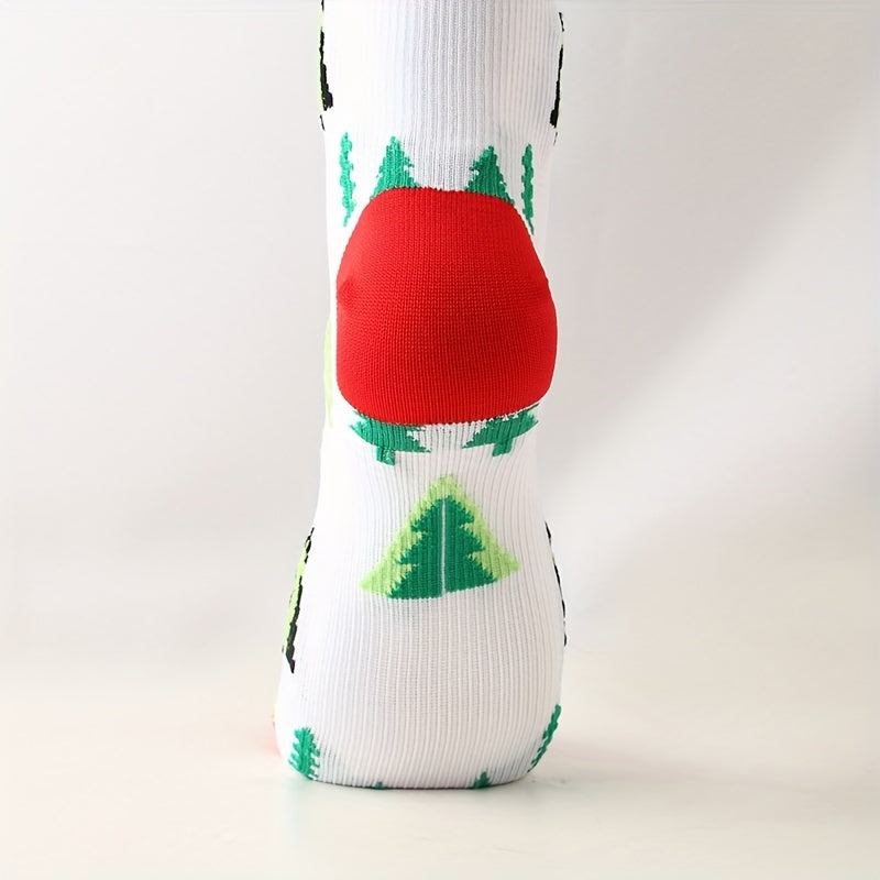Christmas Print Calf Socks Women's Knee High Stockings