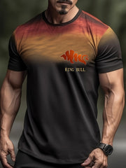 Men's Printed Sports T-shirt Round Neck Tee Shirt for Summer