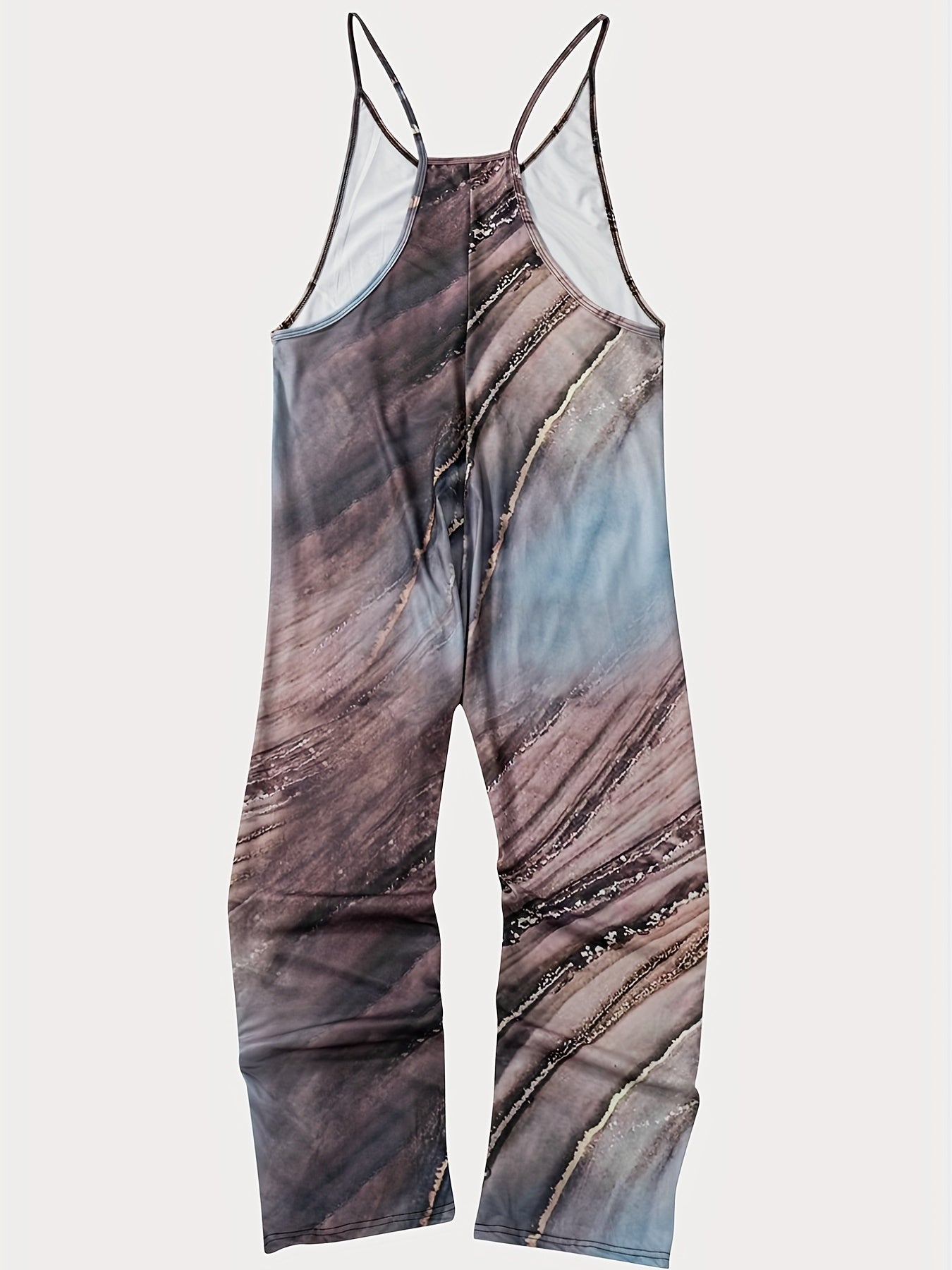 Marble Print Dual Pockets Overall Jumpsuit