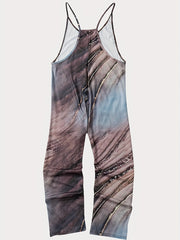 Marble Print Dual Pockets Overall Jumpsuit