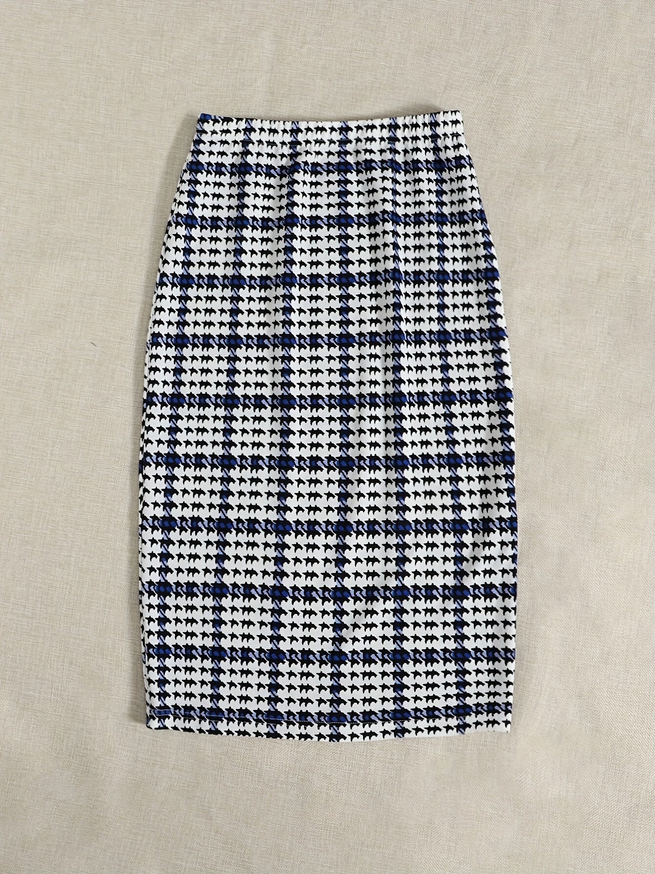 Houndstooth Print Skirt Casual Skirt For Spring & Summer