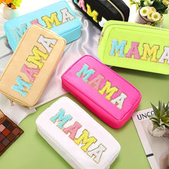 Waterproof Mama Pouch Makeup Bag Preppy Patch for Women and Girls