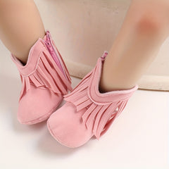 Baby Girls Tassel High Top Boots Soft Anti-skid Walking Boots