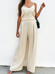 Casual Solid Cami Tops & Long Pants Suits Women's Clothing
