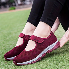 Women's Breathable Knit Sneakers Casual Hook & Loop Outdoor Shoes