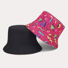 Geometric Pattern Reversible Bucket Hat Sun Protection Sunshade Hat