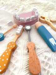 Wooden Play Kitchen Toy Dentist Set Learn Brush Teeth Nurse Role Play