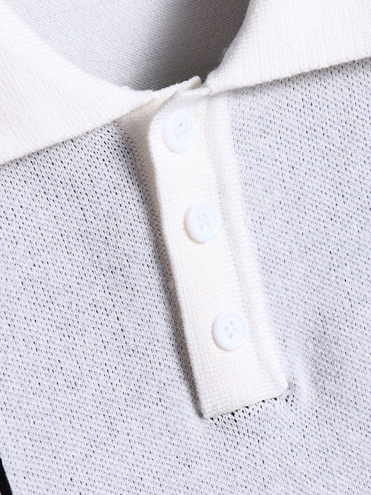 Turn Down Collar Shirt Contrast Buttons Short Sleeve Knit Shirt