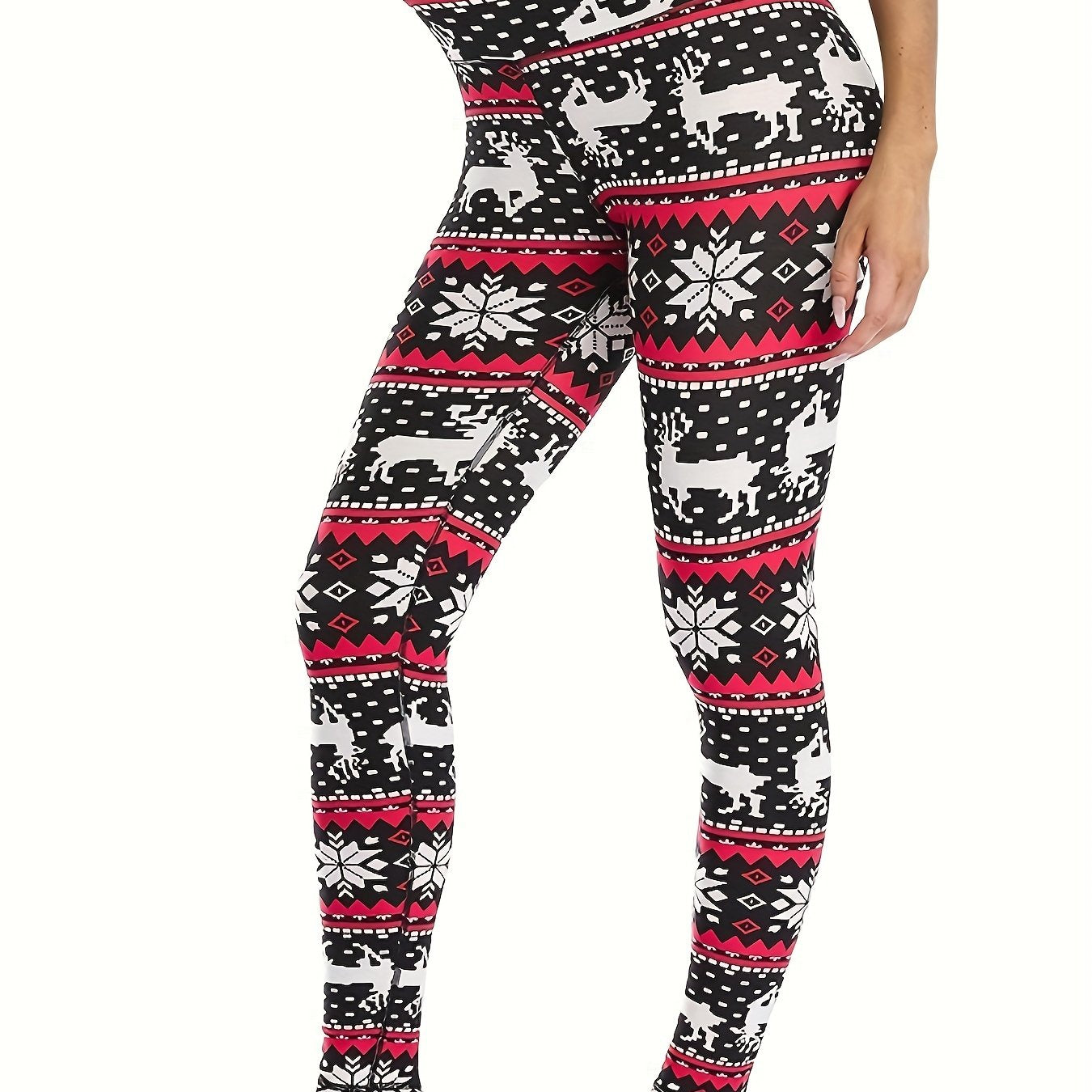 Christmas Snow & Deer Print Yoga Seamless Butt Lifting Leggings High Waist