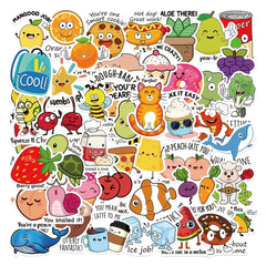 50 Fun Teacher Stickers Mixed Animals And Plants Waterproof Stickers