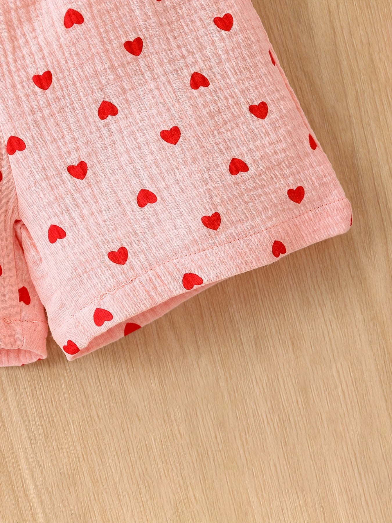Girls Heart Print Ruffle Sleeve Jumpsuit With Bow - Toddlers Kids Children