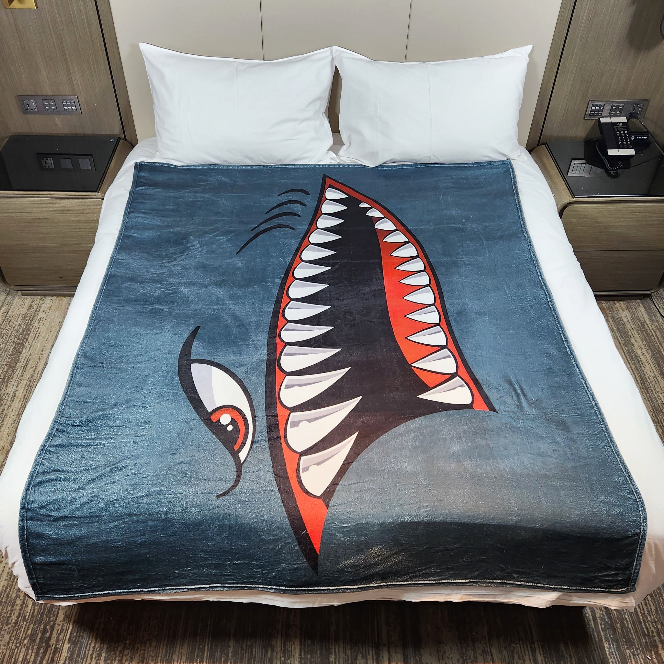 Shark Print Blanket Warm Flannel Casual Blanket