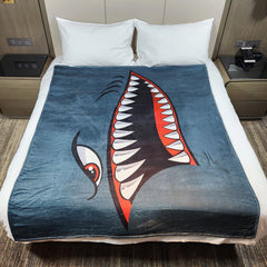 Shark Print Blanket Warm Flannel Casual Blanket