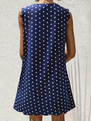 Polka Dot Scallop Trim Sleeveless Dress