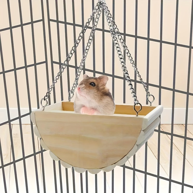 Hamster Wooden Swing Toy Hanging Bed Gerbil Mouse Dwarf Hamster Supplies