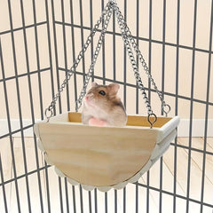 Hamster Wooden Swing Toy Hanging Bed Gerbil Mouse Dwarf Hamster Supplies