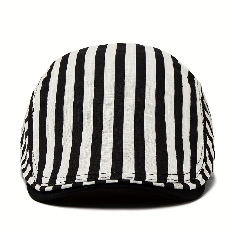 CNTANG Summer Thin Stripes Beret Men's Flat Cap Vintage Casual Boina