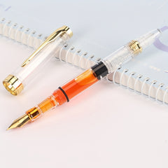 Clear Demonstrator Fountain Pen Fine Nib Silver Clip