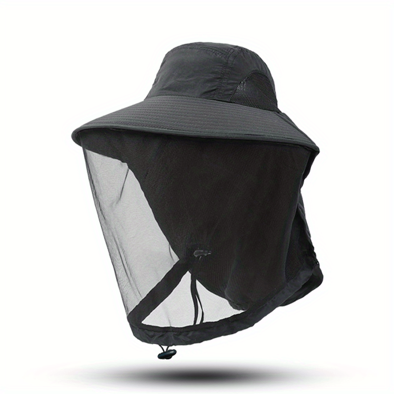 Men's Bucket Hat With Net Mesh Sun Protection Head Net Hat