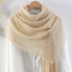 Soft Breathable Raw Edge Wrinkle Shawl Thin Scarf