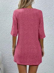 Ribbed Lounge Set Short Sleeve Crew Neck Top & Shorts Women's Loungewear